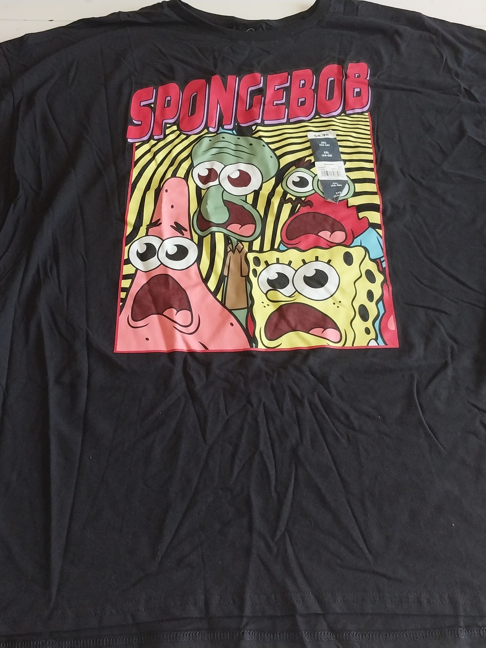 Nickelodeon Black Tee with Pink, Red and Purple Cartoon Panel - Mens 3XL